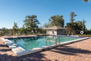 Outdoor pool, open 9:00 AM to 9:00 PM, sun loungers