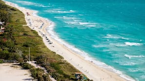 On the beach, white sand