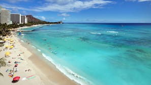 On the beach, snorkeling, beach bar