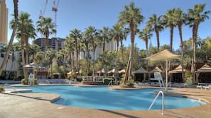 Seasonal outdoor pool, open 9 AM to 5 PM, cabanas (surcharge)