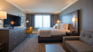 Premium bedding, pillowtop beds, desk, laptop workspace