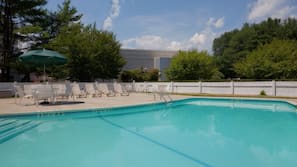Indoor pool, seasonal outdoor pool, pool umbrellas, sun loungers