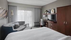 Hypo-allergenic bedding, desk, laptop workspace, iron/ironing board