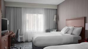 Hypo-allergenic bedding, desk, laptop workspace, iron/ironing board