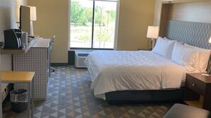 Premium bedding, desk, blackout drapes, iron/ironing board