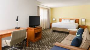 Premium bedding, desk, blackout drapes, iron/ironing board