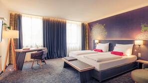 Hypo-allergenic bedding, free minibar, in-room safe, desk