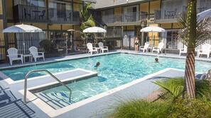 Outdoor pool, pool umbrellas