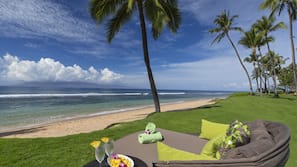 On the beach, beach towels, beach massages