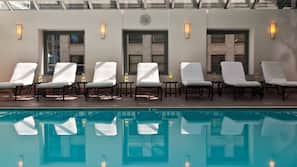 Indoor pool, open 6 AM to 11 PM, sun loungers