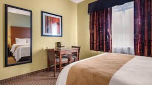 Iron/ironing board, free WiFi, linens, alarm clocks