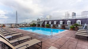 Outdoor pool, sun loungers