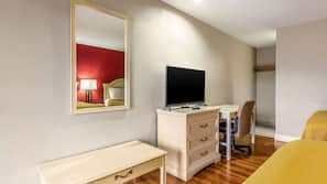 Individually furnished, desk, blackout curtains, iron/ironing board