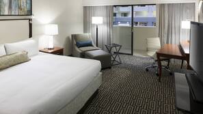 Premium bedding, desk, blackout curtains, iron/ironing board
