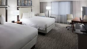 Premium bedding, desk, blackout curtains, iron/ironing board
