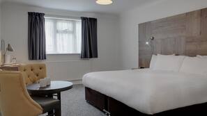 In-room safe, desk, laptop workspace, blackout curtains