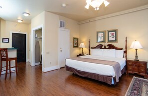 Down comforters, pillowtop beds, blackout drapes, iron/ironing board