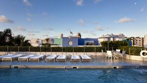 Outdoor pool, free pool cabanas, pool umbrellas