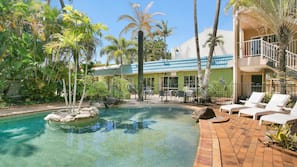 Outdoor pool, pool loungers