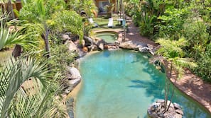 Outdoor pool, pool loungers