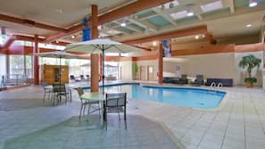 Indoor pool, outdoor pool, sun loungers