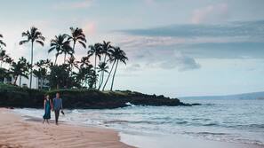 Beach nearby, white sand, rowing