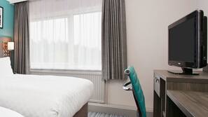Desk, blackout curtains, iron/ironing board, free WiFi