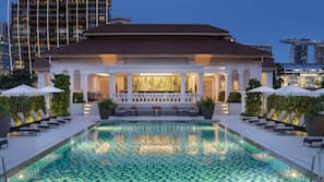 Outdoor pool, open 6:00 AM to 9:00 PM, pool umbrellas, pool loungers