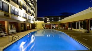 Outdoor pool, open 8 AM to 10 PM, pool umbrellas, sun loungers