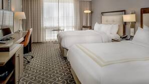 Premium bedding, desk, blackout drapes, iron/ironing board