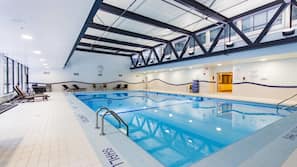 Indoor pool, open 5:30 AM to 11:00 PM, pool loungers