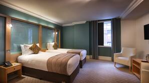 In-room safe, desk, laptop workspace, blackout curtains