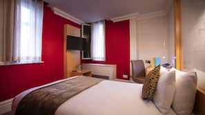 In-room safe, desk, laptop workspace, blackout curtains