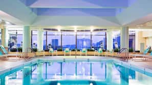 Indoor pool, open 5:30 AM to 11:30 PM, sun loungers