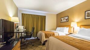 Premium bedding, desk, blackout drapes, iron/ironing board