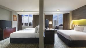 In-room safe, desk, laptop workspace, blackout curtains