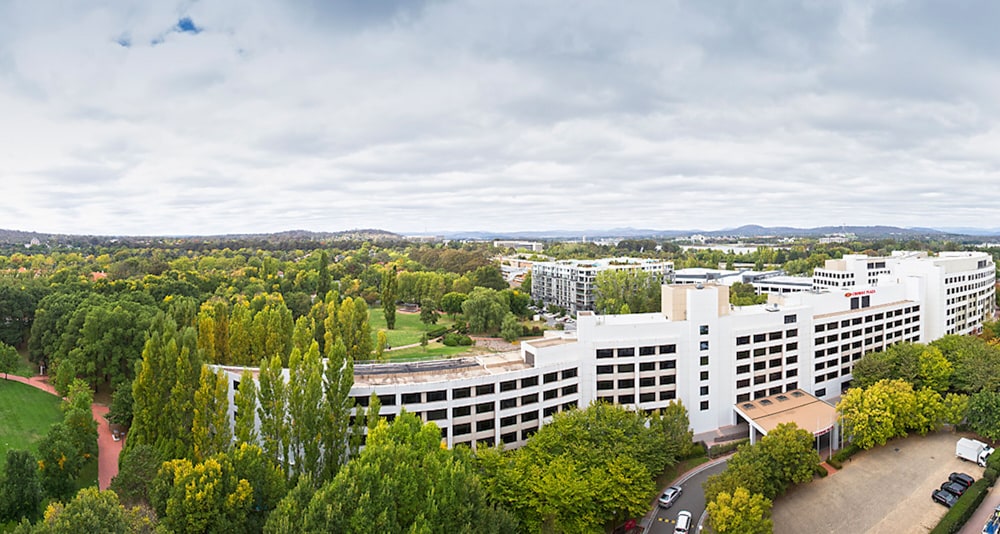 Aerial view, Crowne Plaza Canberra, an IHG Hotel