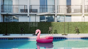 Una piscina al aire libre (de 10:00 a 18:00), sombrillas, tumbonas