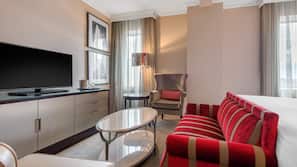 Premium bedding, down comforters, pillowtop beds, in-room safe