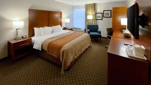 In-room safe, desk, laptop workspace, blackout drapes