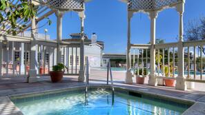 Outdoor pool, pool umbrellas