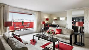 Flat-screen TV, iPad, iPod docking station, pay-per-view films