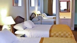 Premium bedding, desk, blackout drapes, iron/ironing board