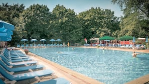 Indoor pool, outdoor pool, sun loungers