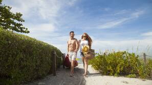 Private beach, sun-loungers, beach towels