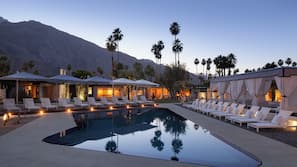 Outdoor pool, free pool cabanas, pool umbrellas