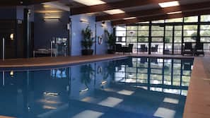 Indoor pool, open 6:30 AM to 10:00 AM, pool loungers