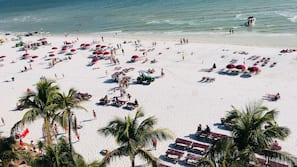 On the beach, white sand, 3 beach bars
