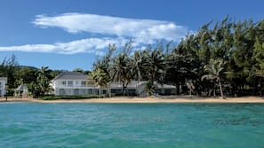 Private beach, white sand, free beach shuttle, sun loungers