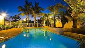 Outdoor pool, pool loungers